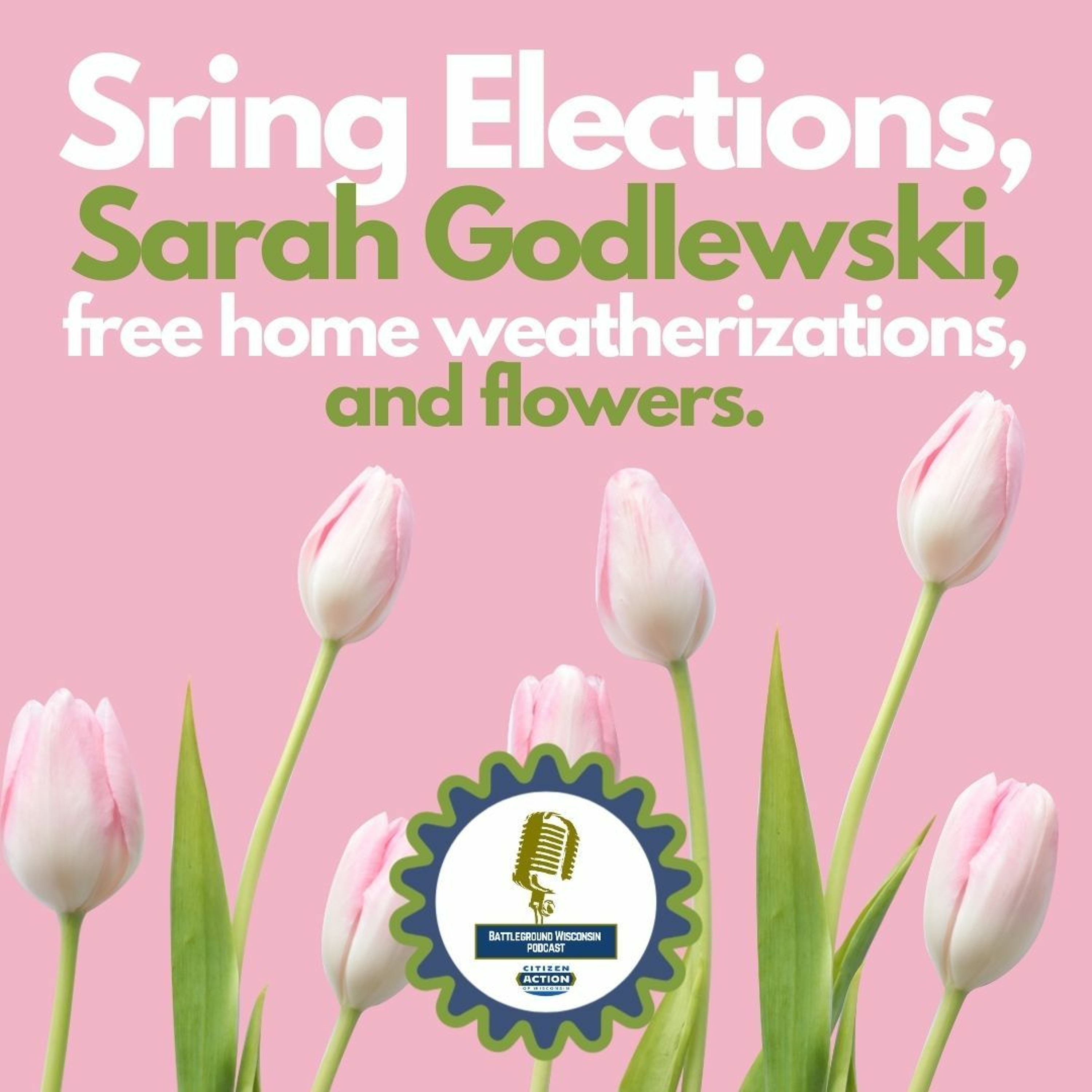 Spring Election, Sarah Godlewski, free home weatherizations, and flowers