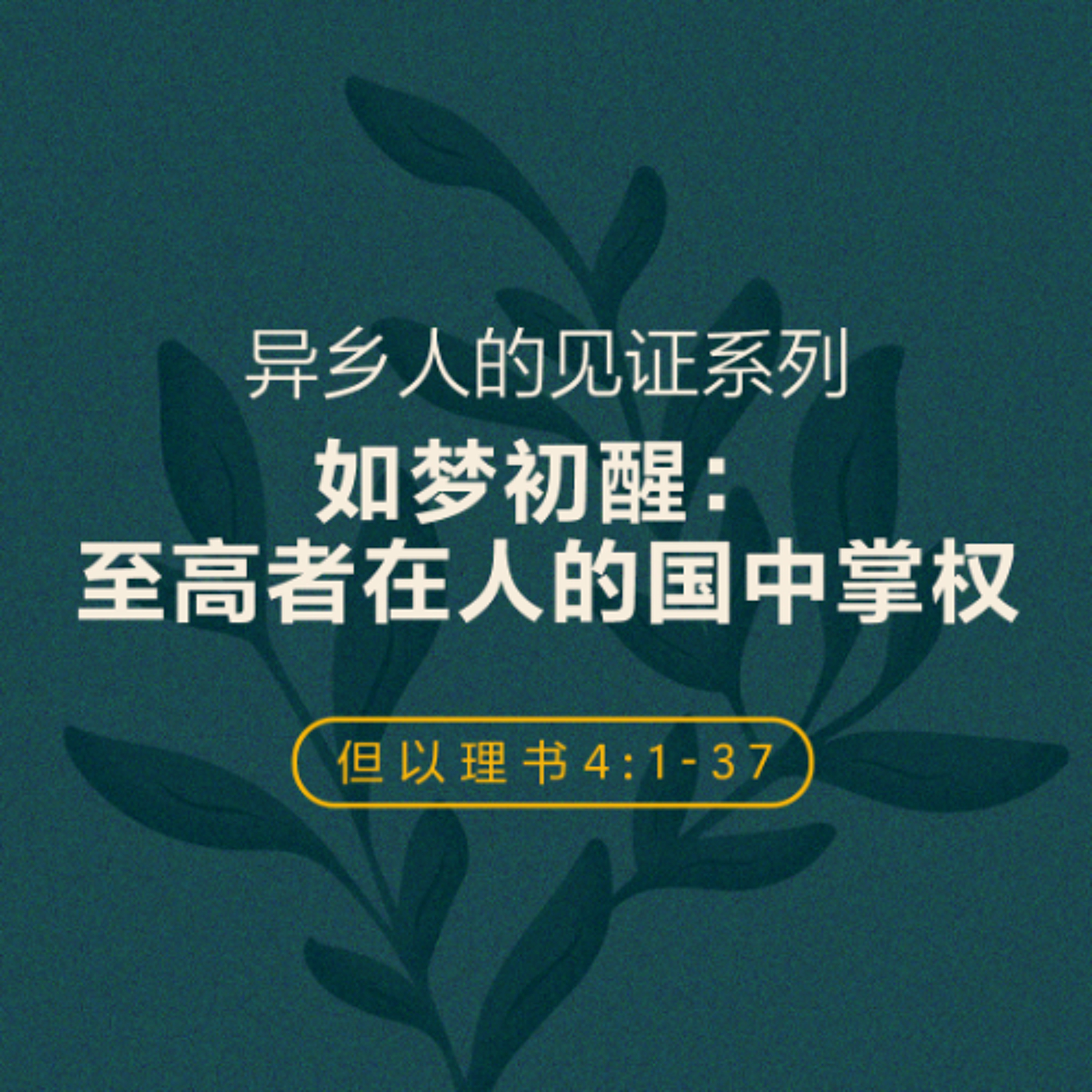 06/15/2025 【异乡人的见证】如梦初醒 – 至高者在人的国中掌权（但 4:1-37） —— 王唯权 牧师