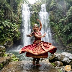 Dancing in the drops of a waterfall