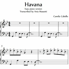 Havana - easy piano sheet music arranged by piano teacher