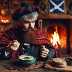 Sat and he grat for gruel.