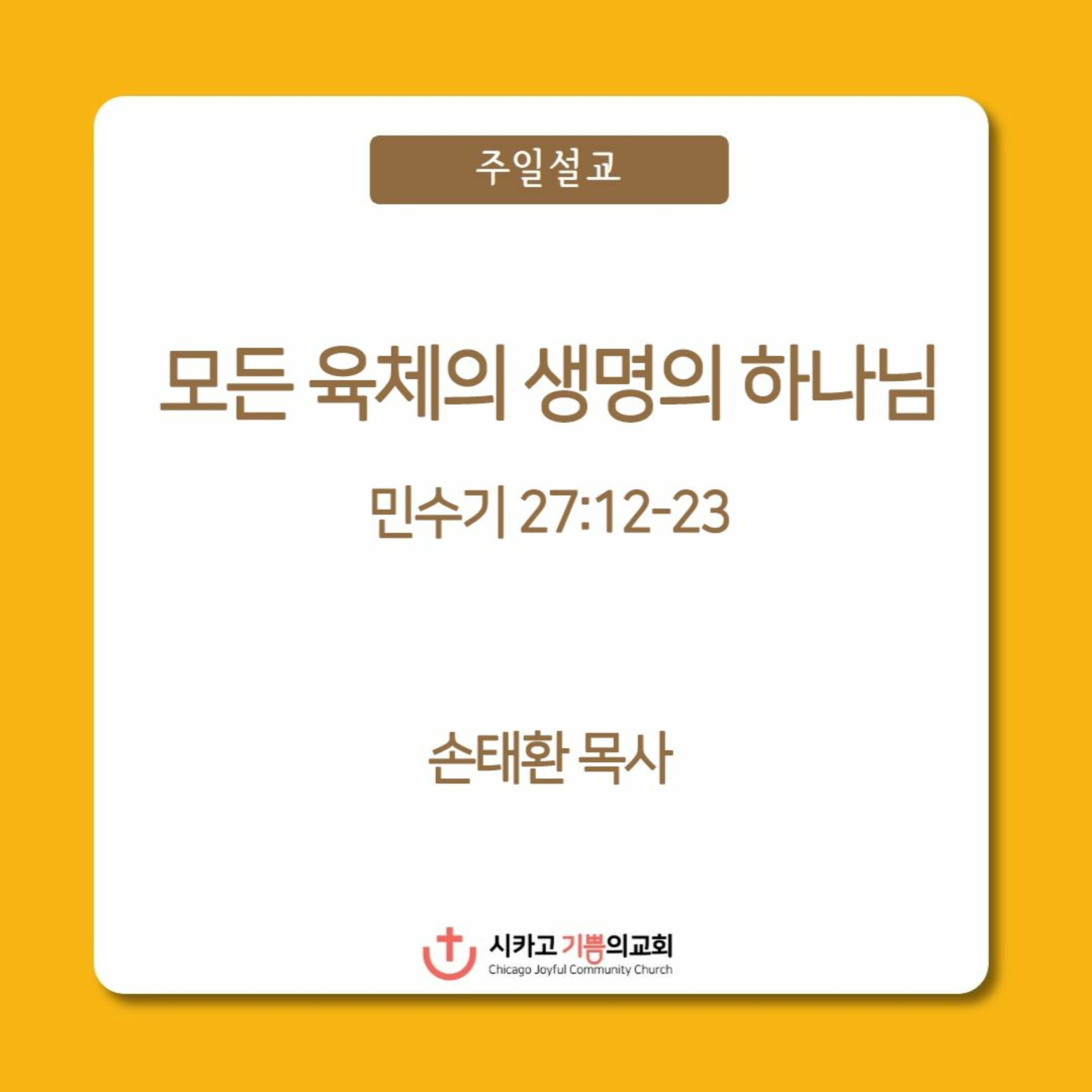 모든 육체의 생명의 하나님 | 손태환 목사 | 시카고 기쁨의 교회 - 20230514 episode artwork