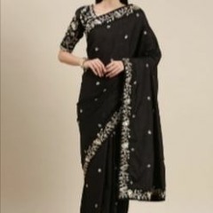 Buy Black designer Silk Embroidery Saree