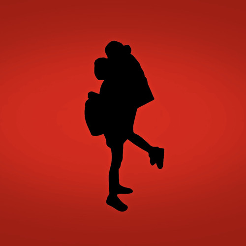 Красный пуховик