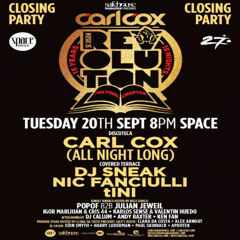 Carl Cox (9hr Set) Music Is Revolution.. Closing Party - Space, Ibiza - 20-09-16
