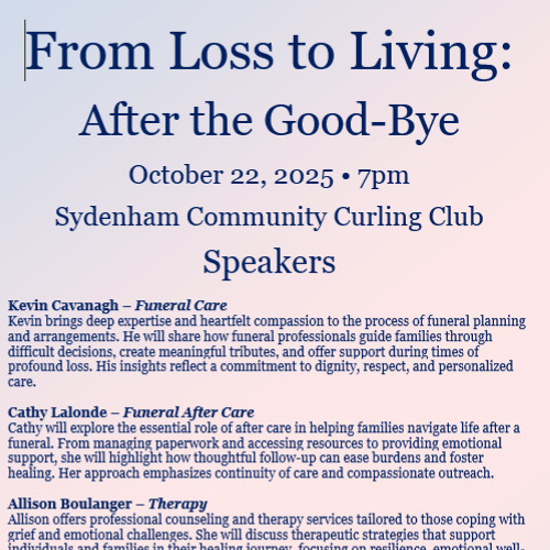 'From Loss to Living: After the Good-Bye' brings grief support discussion to Wallaceburg