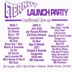Grooverider (Eternity Magazine Launch Party) Sadmac, Wicker Arches, Sheffield - 09-10-93