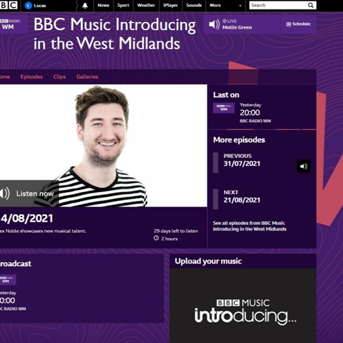 Lucas - My Downfall on BBC Radio WM Introducing 14th August 2021 by Alex Noble