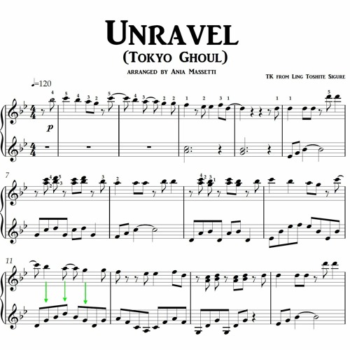 Stream Unravel アンラベル from Tokyo Ghoul 東京喰種- arranged piano teacher ピアノ by Piano  Sheet Music | Listen online for free on SoundCloud