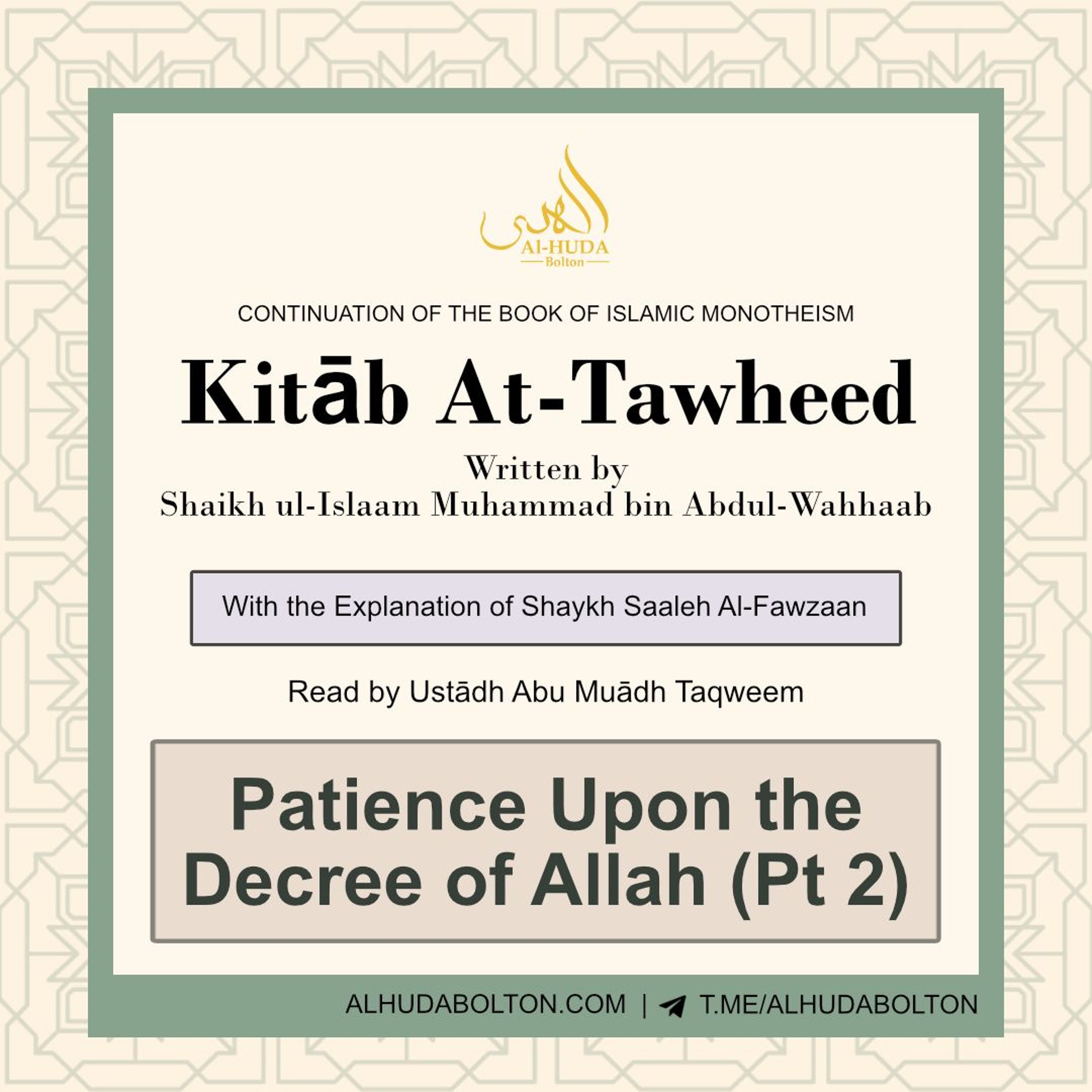 Chapter 35: Patience upon the Decree of Allah (Pt 2)