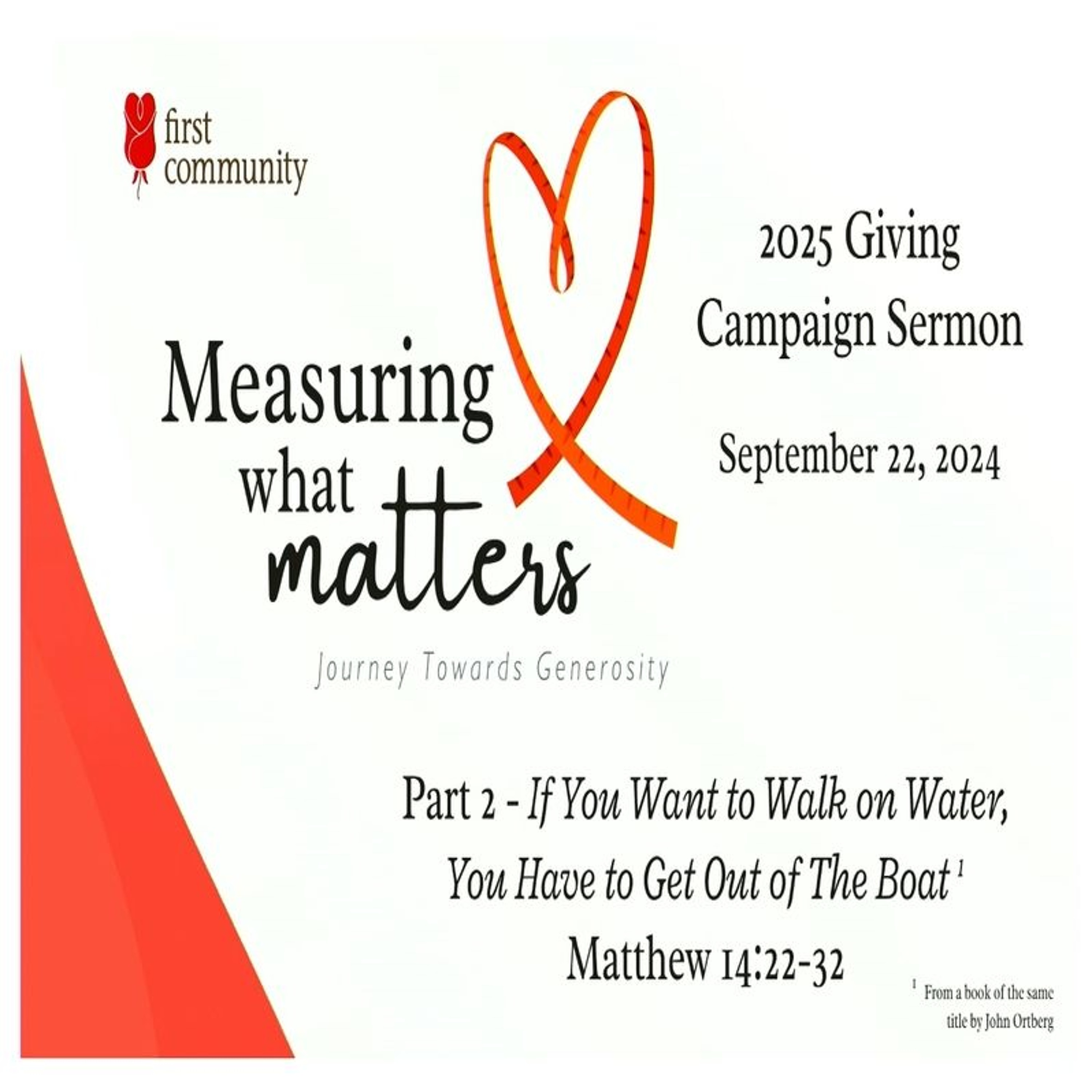 First Community Church 09.22.24 Glen Miles -Sermon If You Want to Walk On Water episode artwork