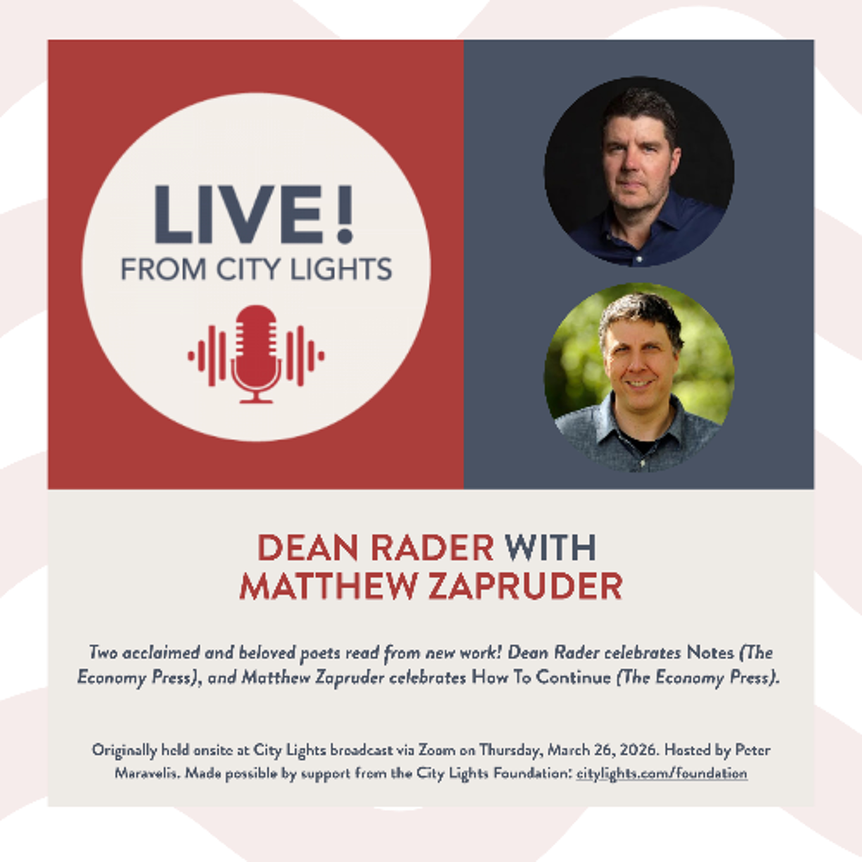 Dean Rader with Matthew Zapruder episode artwork