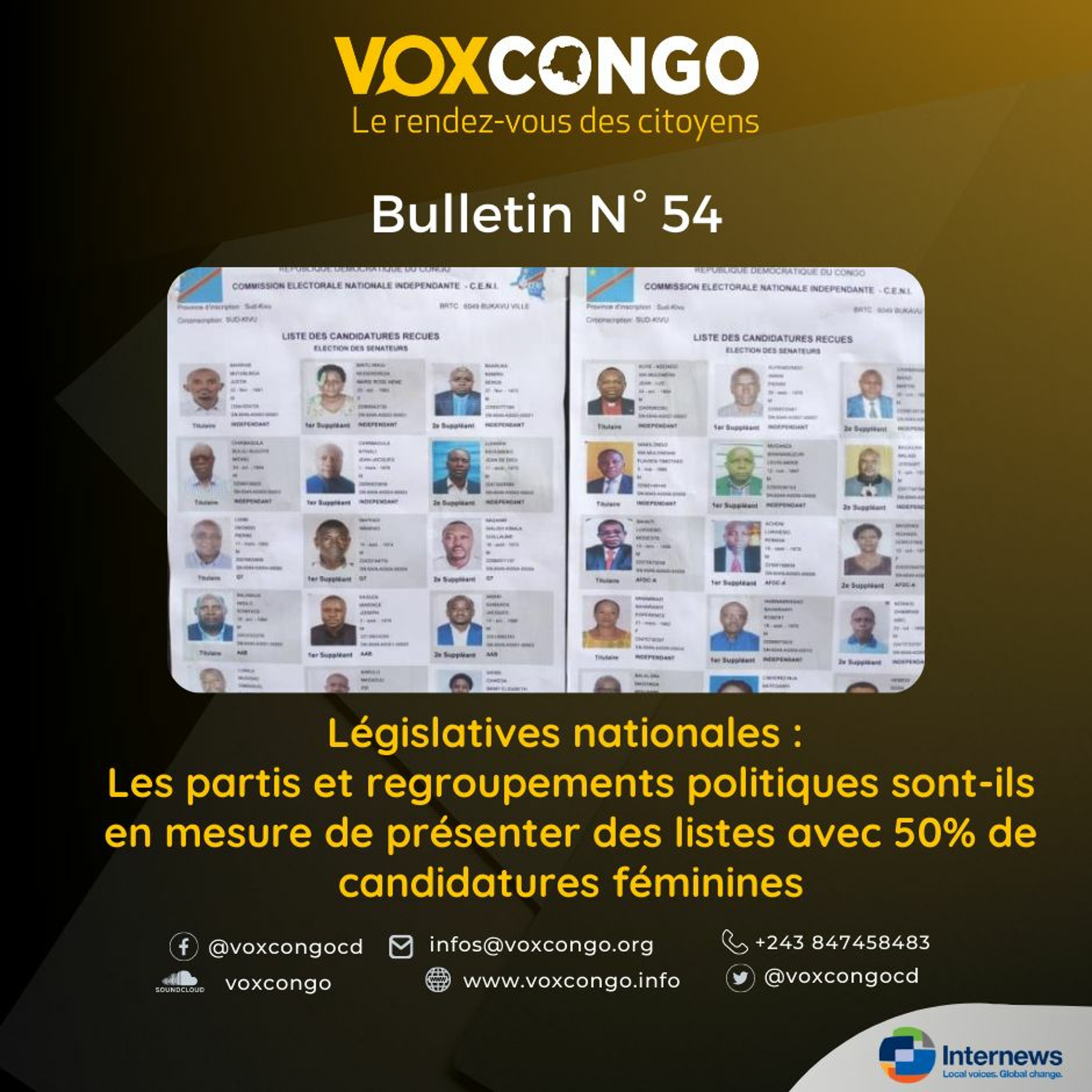 Français Bulletin VoxCongo Législatives Nationales – Les Partis Et Regroupements Politiques Sont…