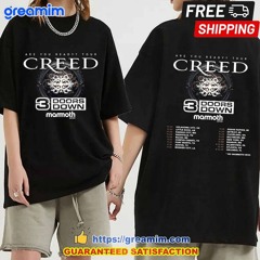 Creed Rock Band 3 Doors Down 2024 Tour Music Tee Shirt