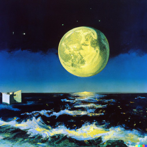 and the moon above