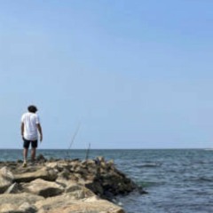 A Rocky Wall Along the Sea