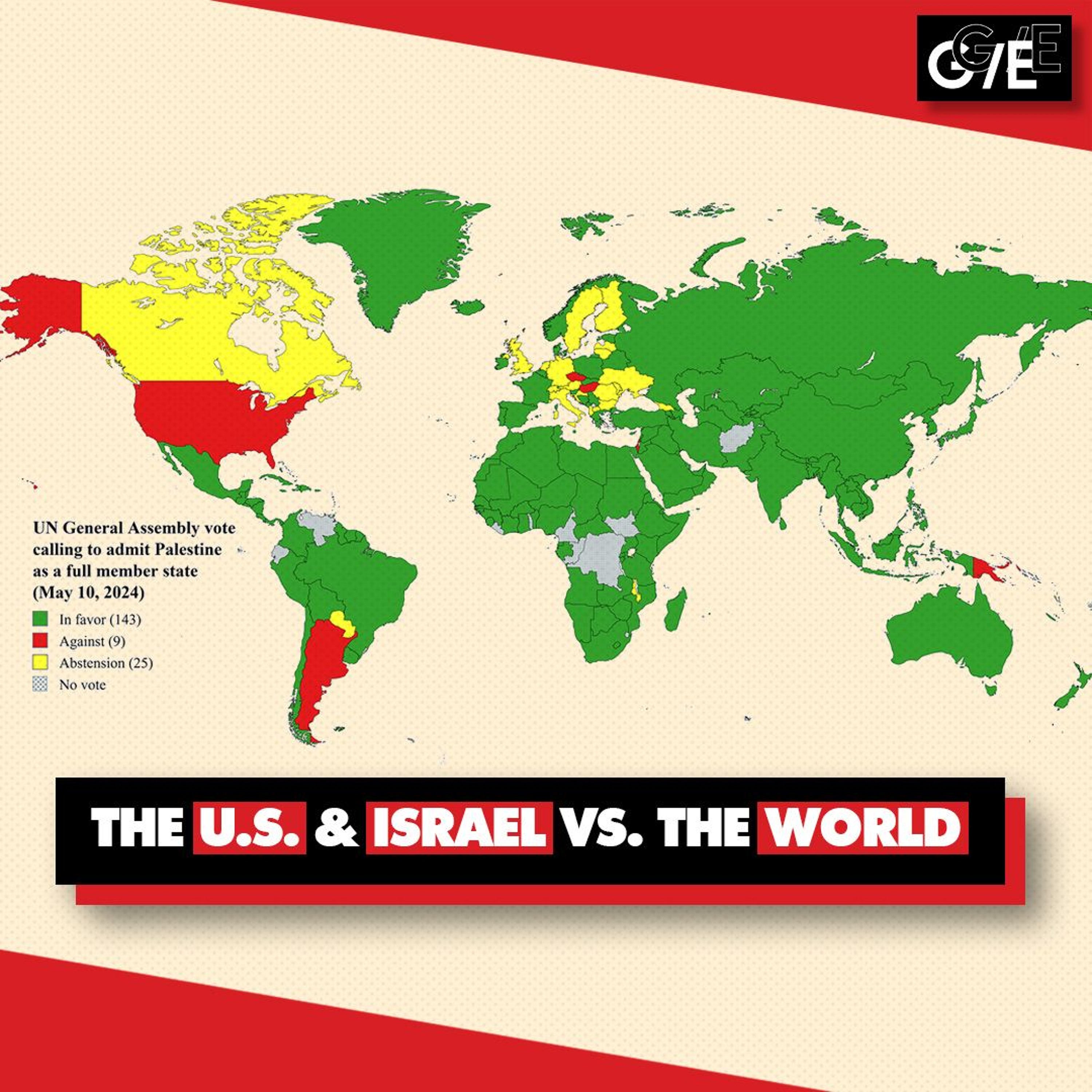 USA & Israel defy world in vote to make Palestine full UN member