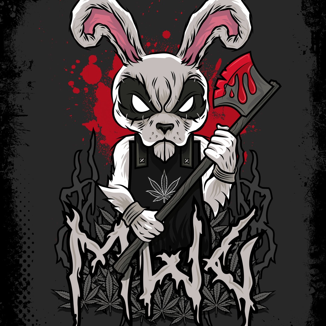 【一点物イラストアート】Killer Bunny【F0号】現代アート 一点物イラストアート】Killer Bunny【F0号】現代アート