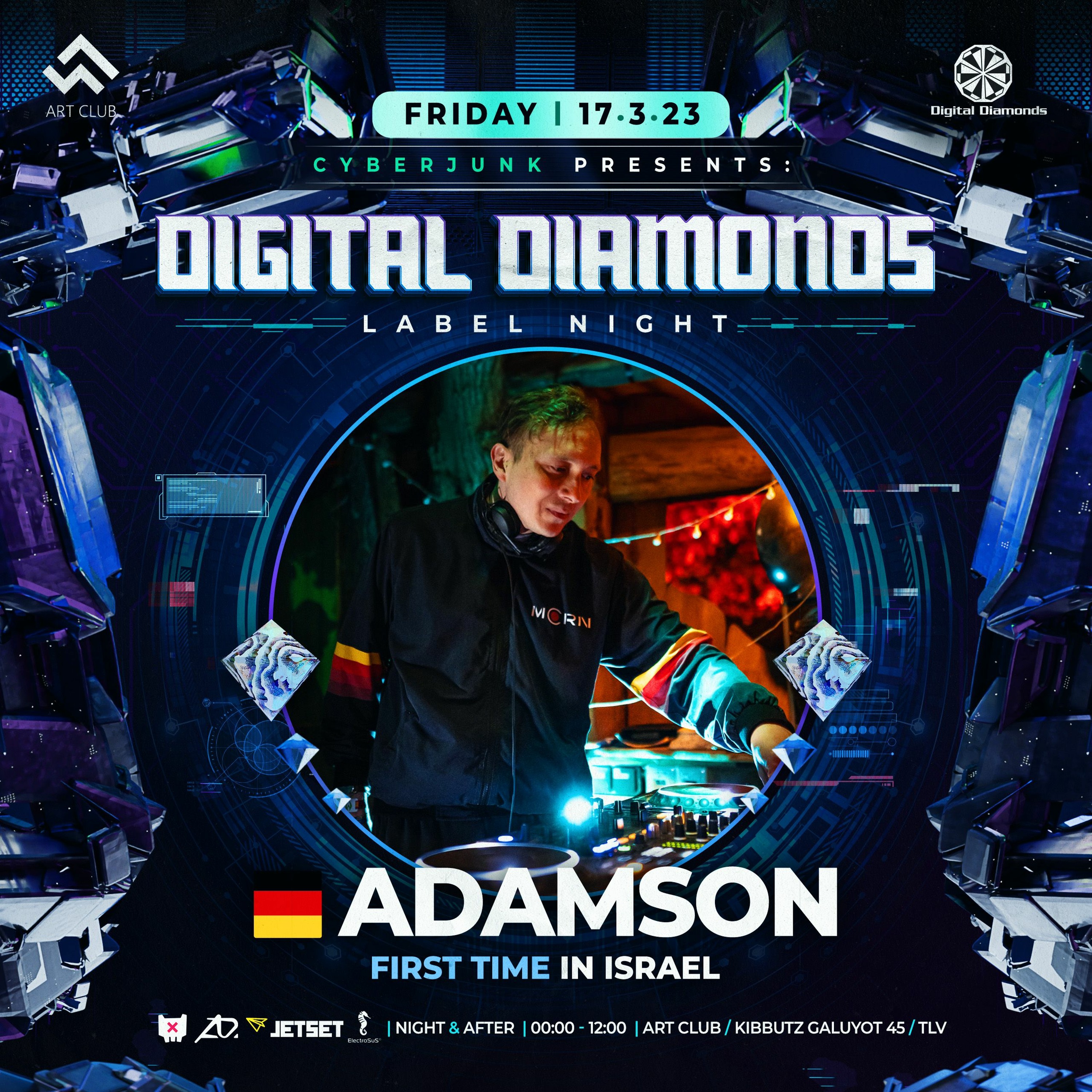 Adamson @  CyberJunk ⟡ Digital Diamonds Label Night 17/3/23 ⟡ ArtClub TLV episode artwork