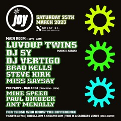 LUVDUP TWINS @ JOY. Sheaf St. Leeds. 25-03-23
