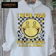 I Wear Gold For Childhood Cancer Awareness Smile Face Groovy Women T Shirt