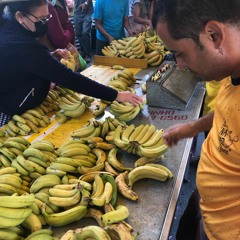 Banana seller in a Brazilian market