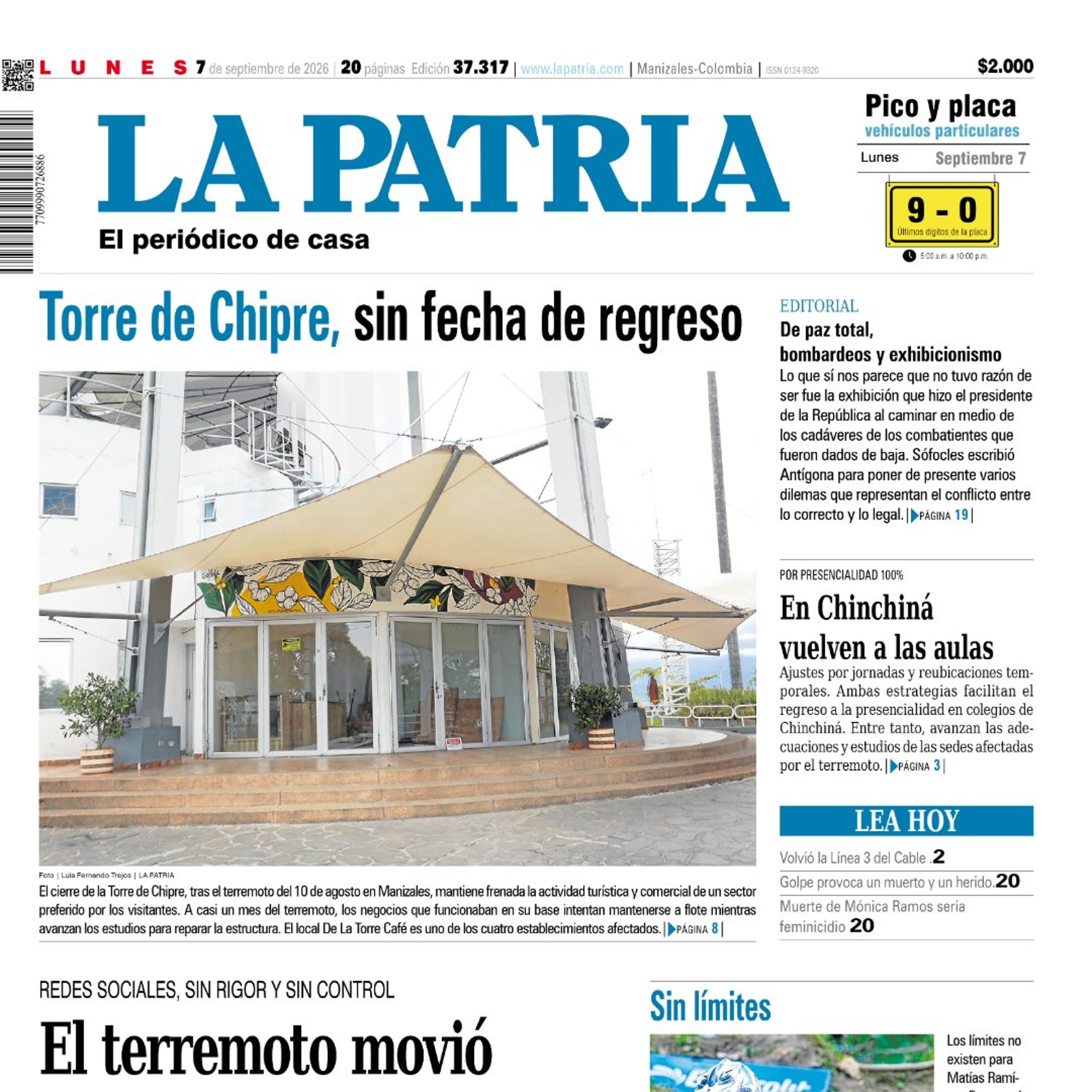 1. Titulares del informativo de la mañana - 7 de septiembre