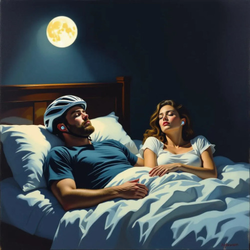 I was counting sheep, she was sawing logs