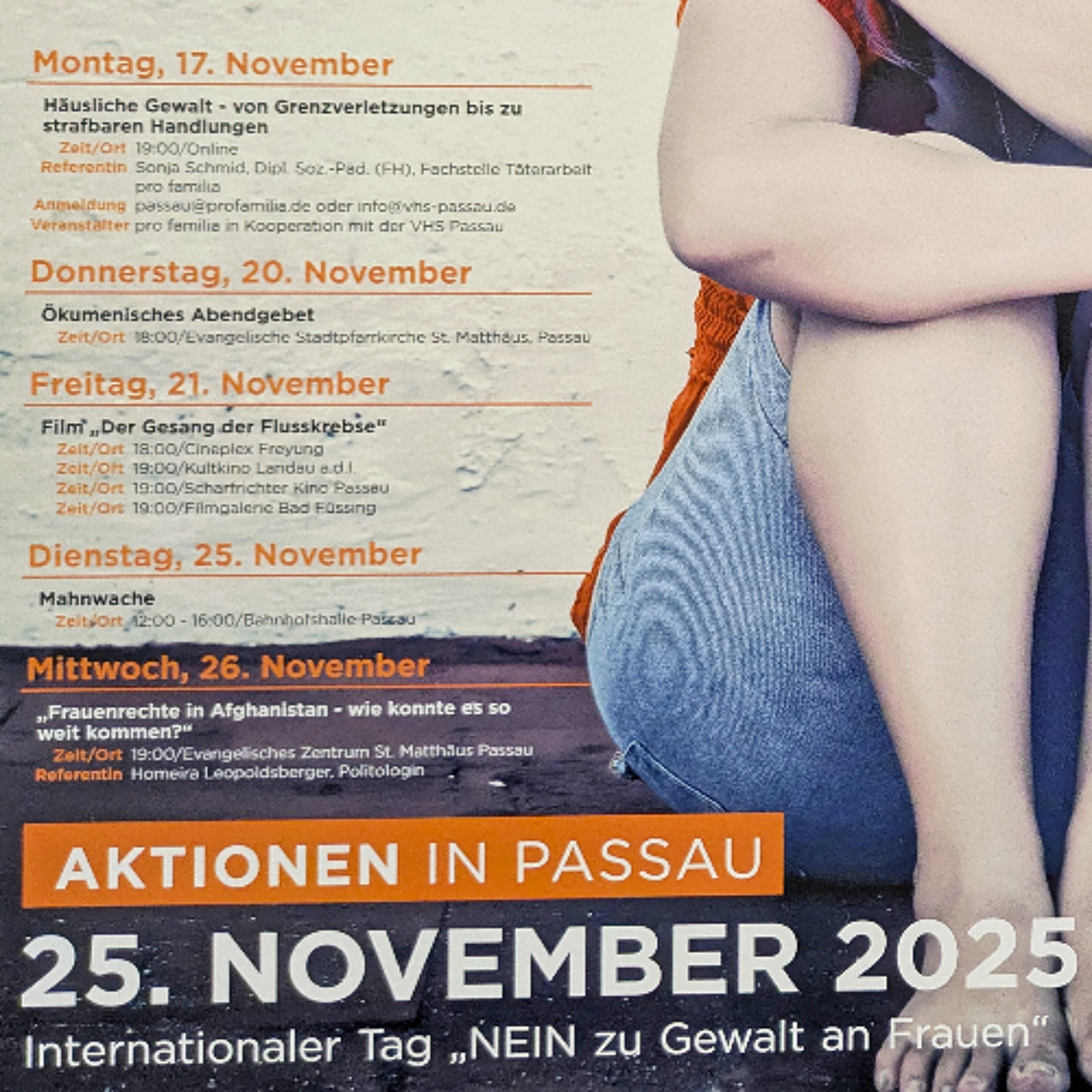 Int. Tag "Nein zu Gewalt an Frauen" - Aktionen im Bistum Passau