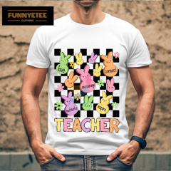 Checkerboard Teacher Bunny Love Connect Shirt