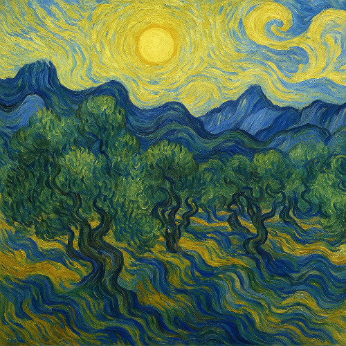 Landscape with Wheat Sheaves and Rising Moon