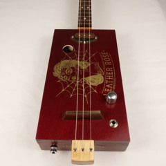 Leather Rose 3 String Cigar Box Guitar CBG #2569