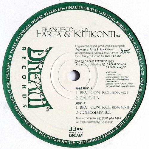 Francesco Farfa & Joy Kitikonti - Beat Control (Siena Mix I) - 992 (DREAM RECORDS)