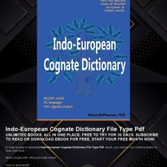 [D.o.w.n.l.o.a.d] [Kindle] Indo-European Cognate Dictionary