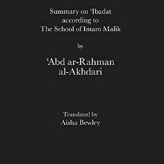 Read pdf Mukhtasar al-Akhdari: Summary on 'Ibadat according to the School of Imam Malik by  'Abd ar-