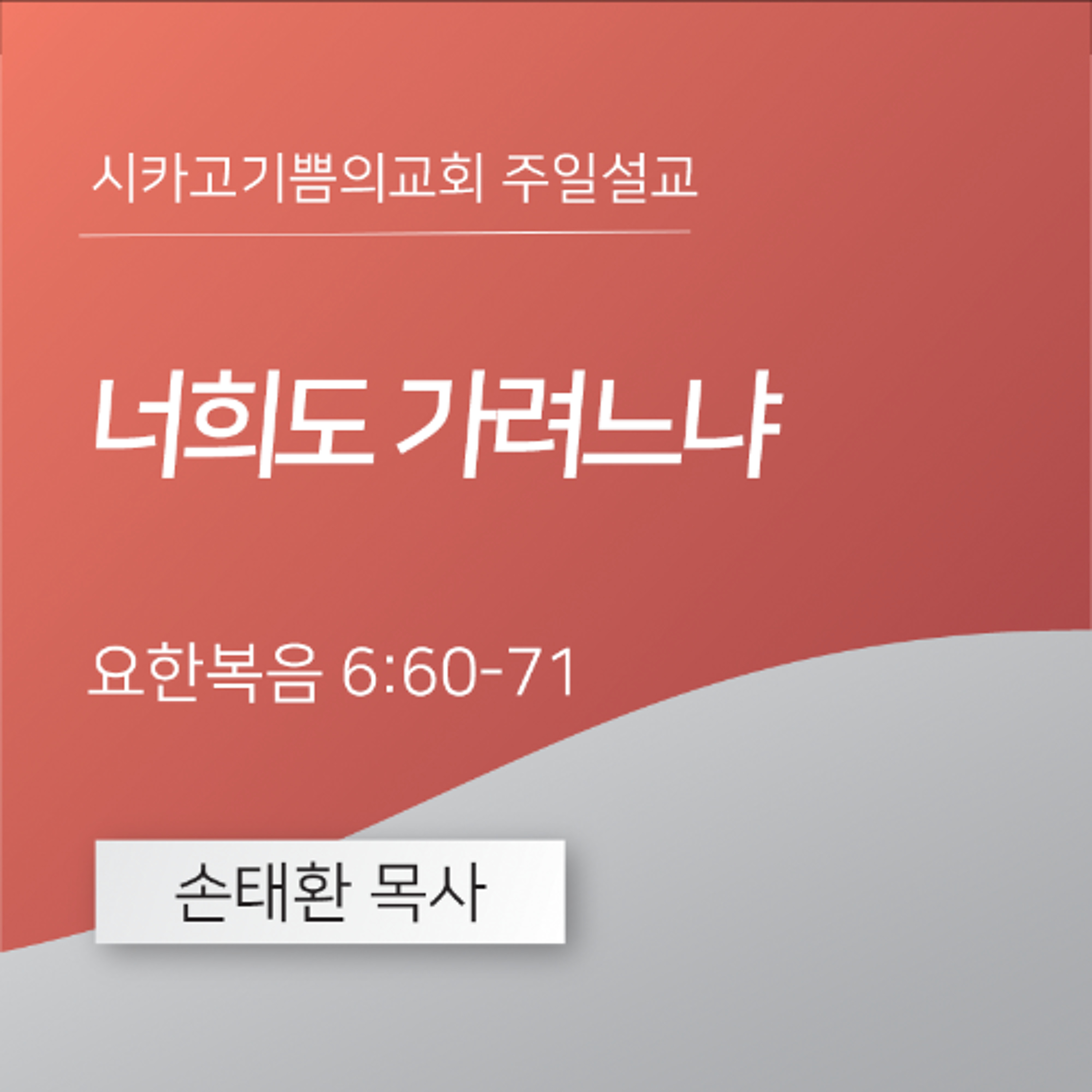 너희도 가려느냐 | 손태환 목사 | 시카고 기쁨의 교회 - 20260222 episode artwork