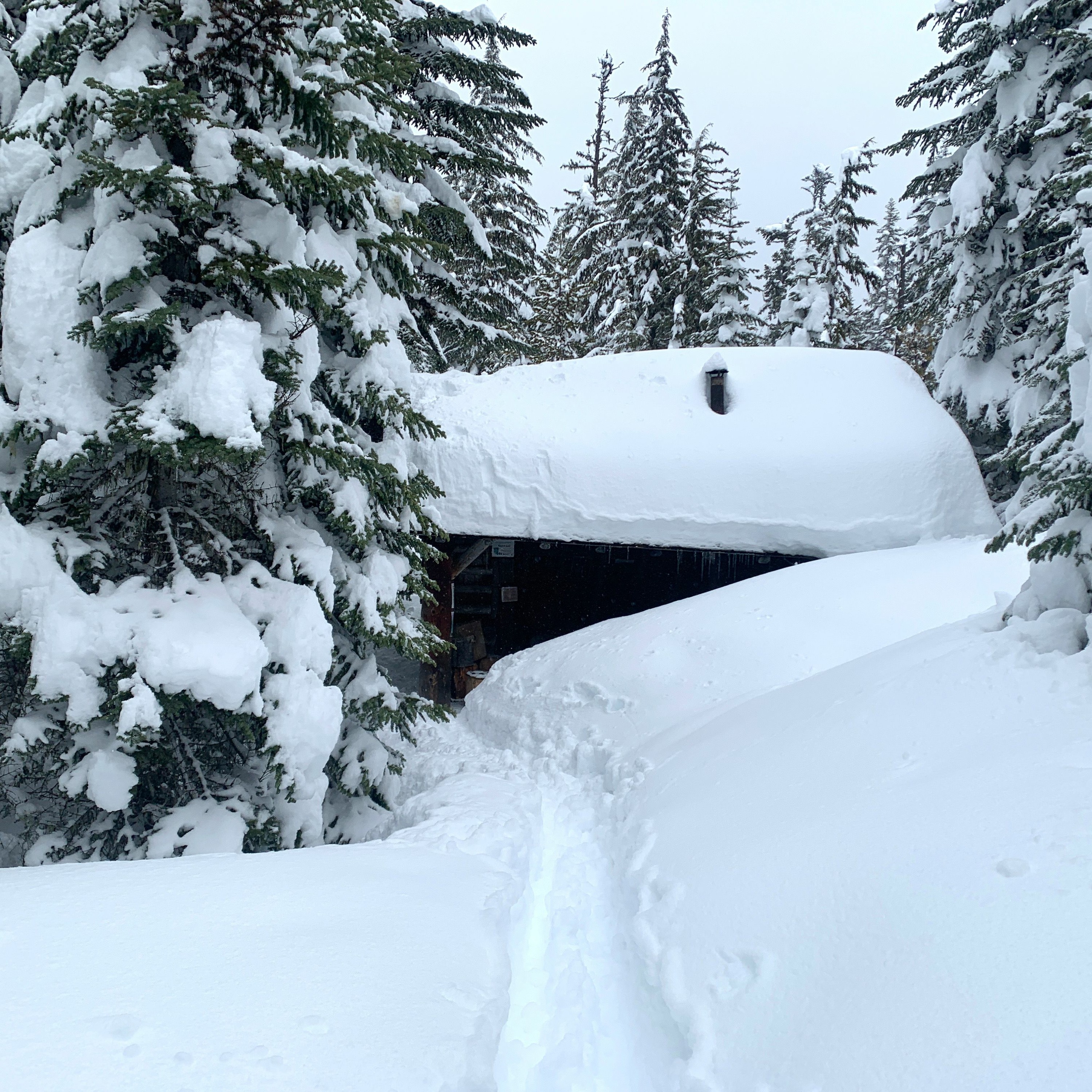 Spring snow! Rustic lodge, hidden shelters and hot spring on Willamette Pass