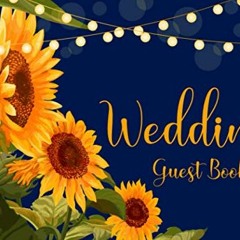 [* Wedding Sign In Guest Book, Yellow Sunflower Rustic Theme Floral and Elegant Royal Blue Wedd