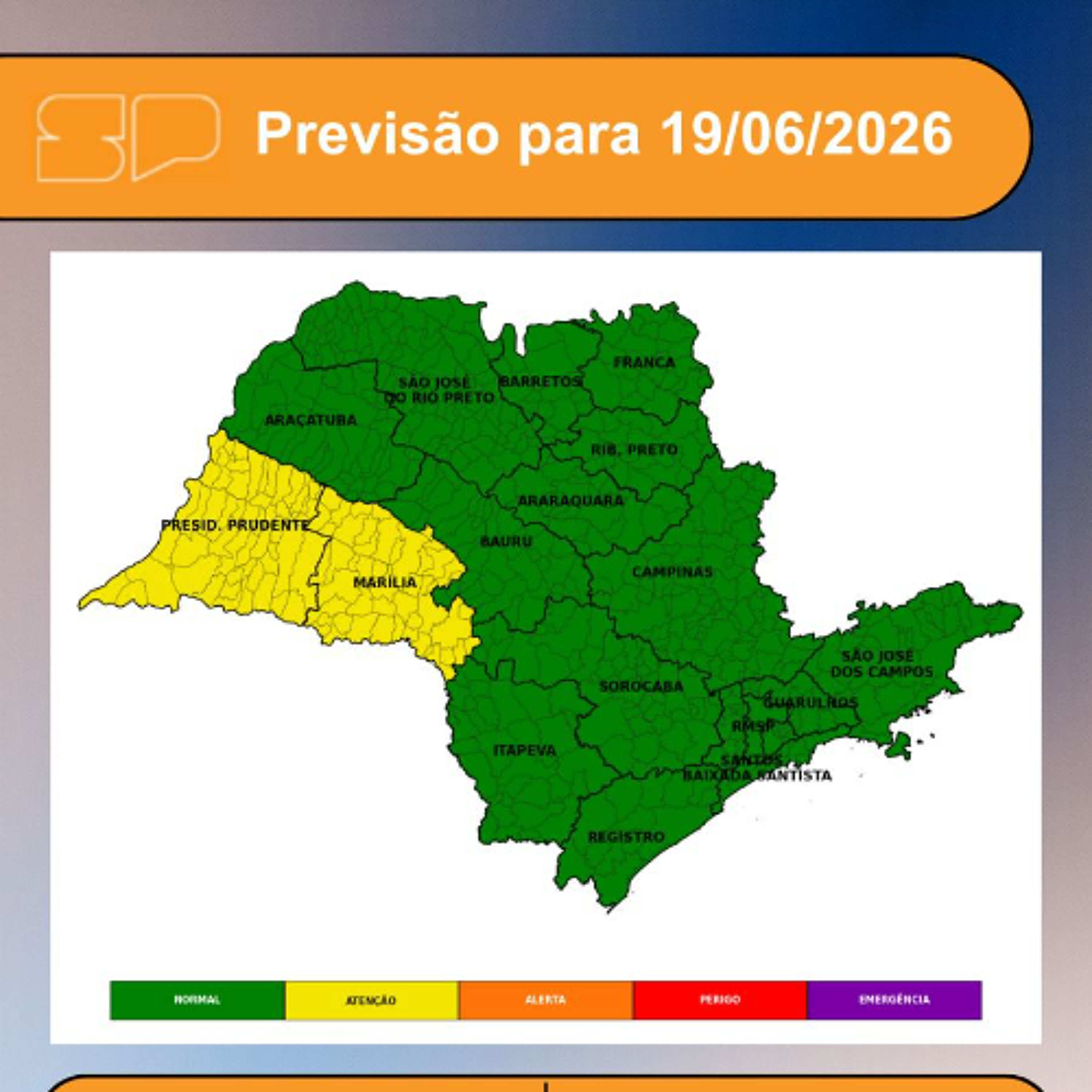 Defesa Civil - Sexta-Feira, dia 19/06, o dia começa com sol entre poucas nuvens em grande parte do estado de São Paulo episode artwork