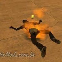 cj is on fire!! (literally)