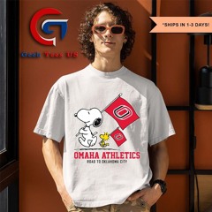 Snoopy and Woodstock Omaha Mavericks flag road to Oklahoma City logo 2024 shirt
