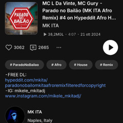 MC L Da Vinte, MC Gury - Parado no Bailão (MK ITA Afro Remix) #4 on Hypeddit Afro House Charts