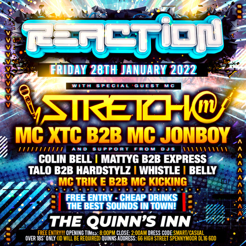Reaction Live! DJ MattyG B2B Express Mc’s XTC & Jonboy 28/01/2022