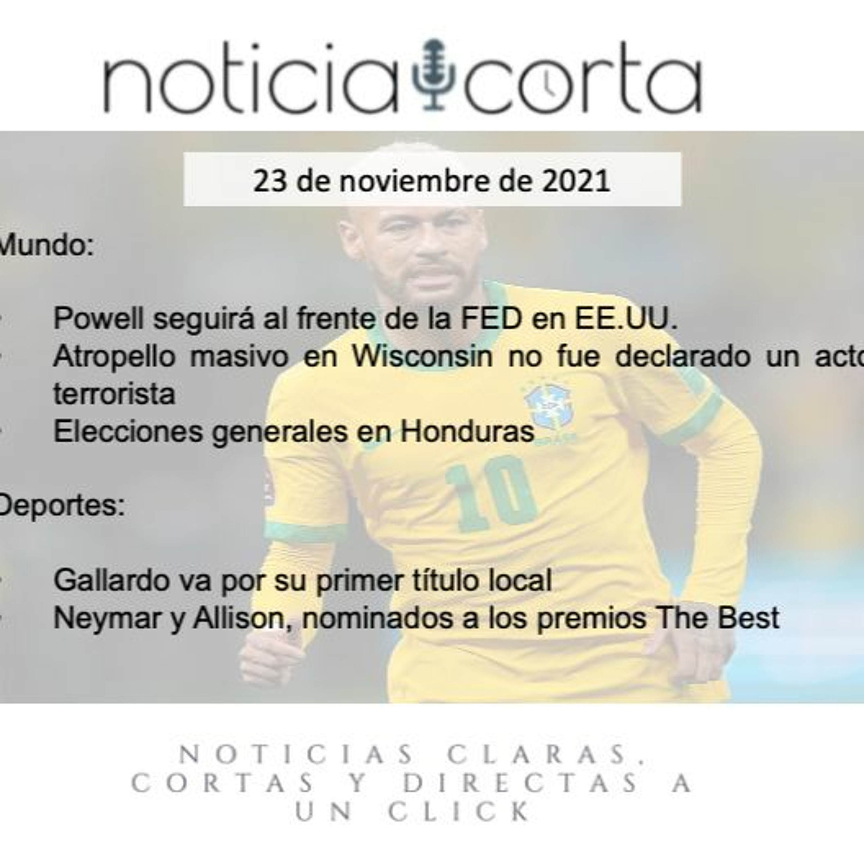 Noticia Corta, Martes 23 De Noviembre De 2021