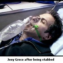 Joey Greco after being stabbed