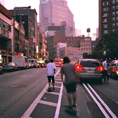skateboarding through NY