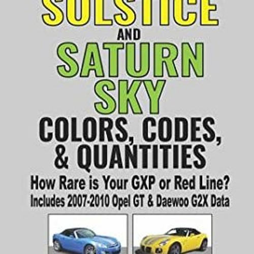 READ PDF EBOOK EPUB KINDLE All Pontiac Solstice and Saturn SKY Colors, Codes & Quantities: How Rare