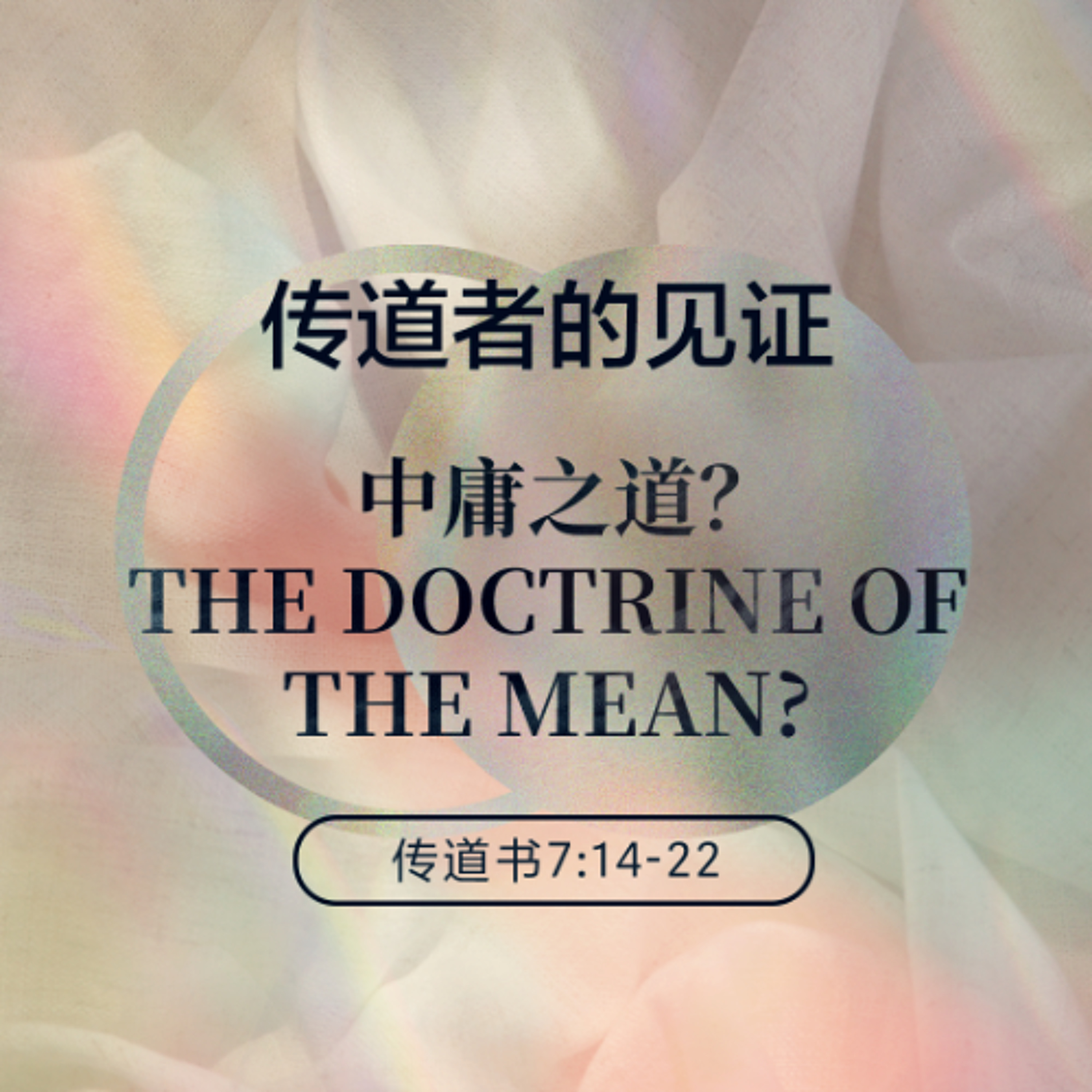 03/15/2026 【传道者的见证】中庸之道？（传 7:14-22） —— 王唯权 牧师