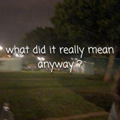 what did it really mean anyway (idly blare)