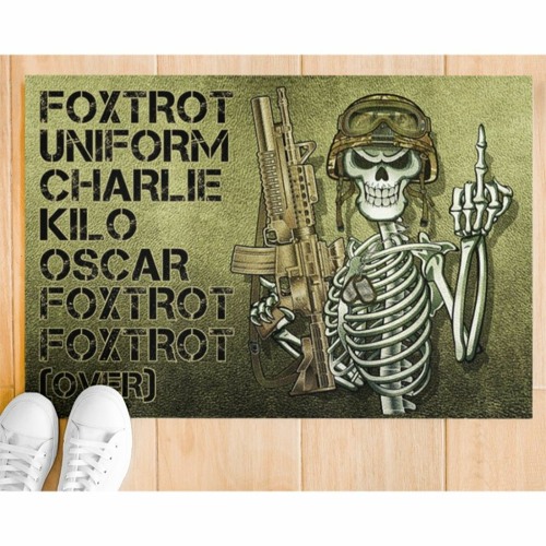 Skeleton Veteran Foxtrot Uniform Charlie Kilo Oscar Door Mat 